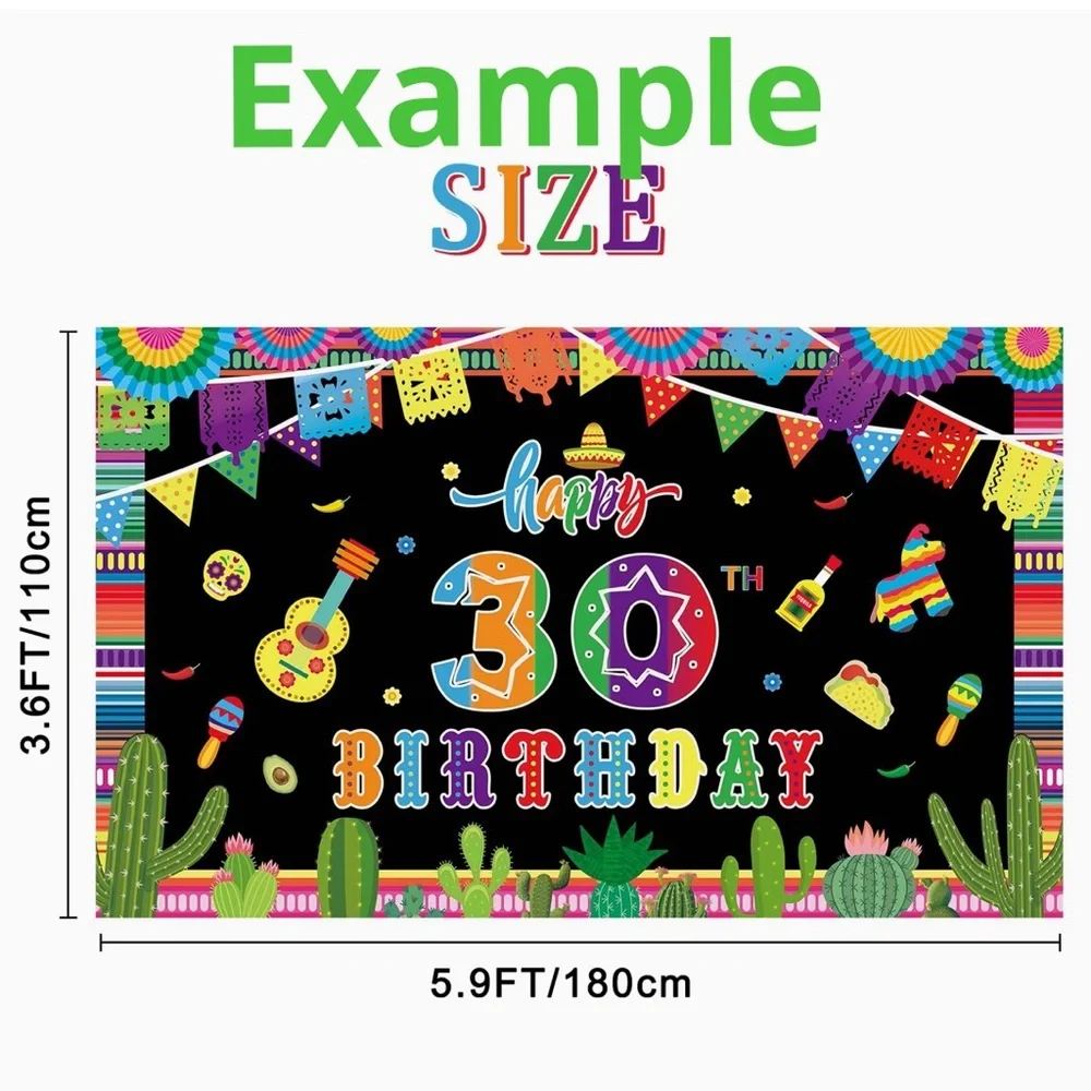 80th XL Birthday Fiesta Mexican Banner Indoor Outdoor Celebration